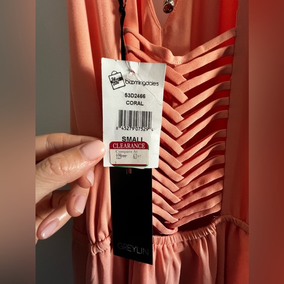NWT Greylin Peach Lattice Back Cocktail Dress - Picture 5 of 6